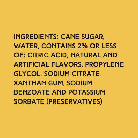 Ingredients for Wild Desert Strawberry Daiquiri Dye-FREE Coffee Syrup made with cane sugar and free from artificial dyes or high-fructose corn syrup