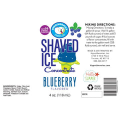 Hypothermias blueberry shaved ice or snow cone syrup concentrate ingredient list.