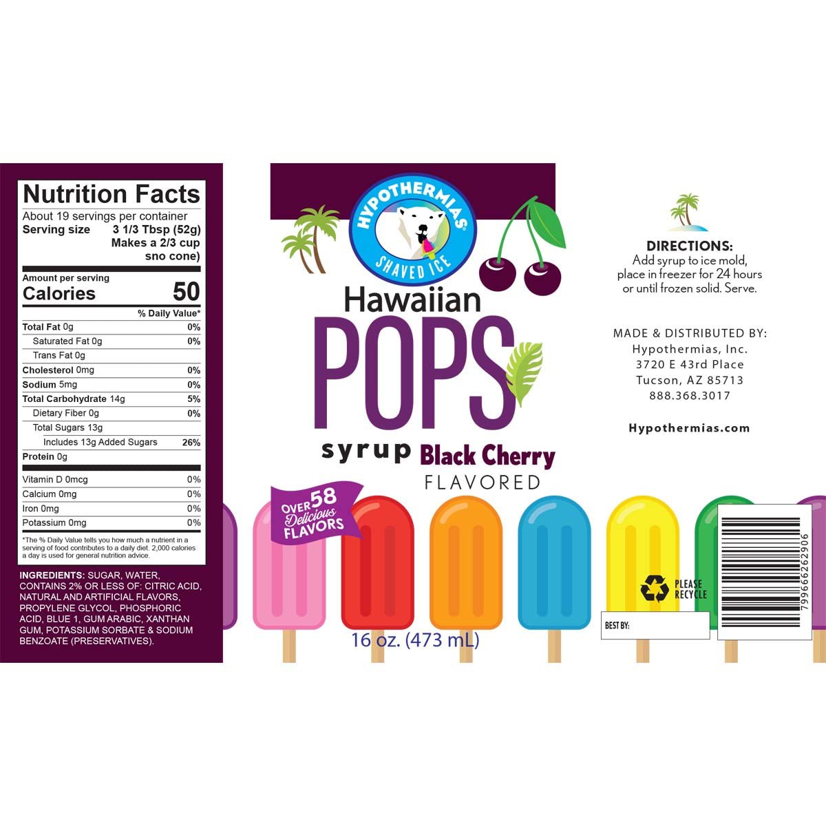 Black Cherry Hawaiian Pop Ready to Use Syrup - Hypothermias.com