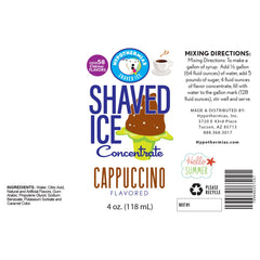 Hypothermias cappuccino shaved ice or snow cone flavor syrup concentrate ingredients.