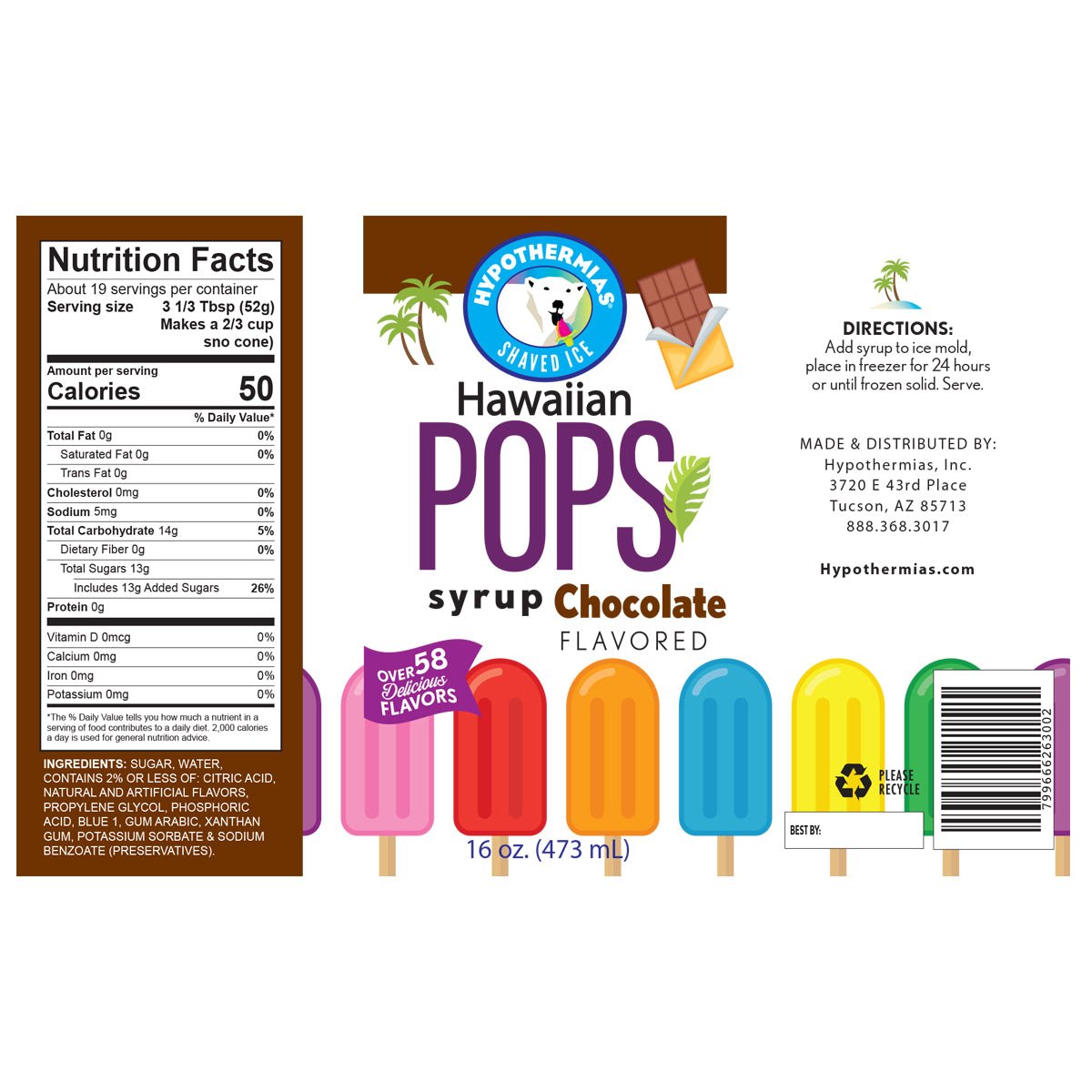 Chocolate Hawaiian Pop Ready to Use Syrup - Hypothermias.com