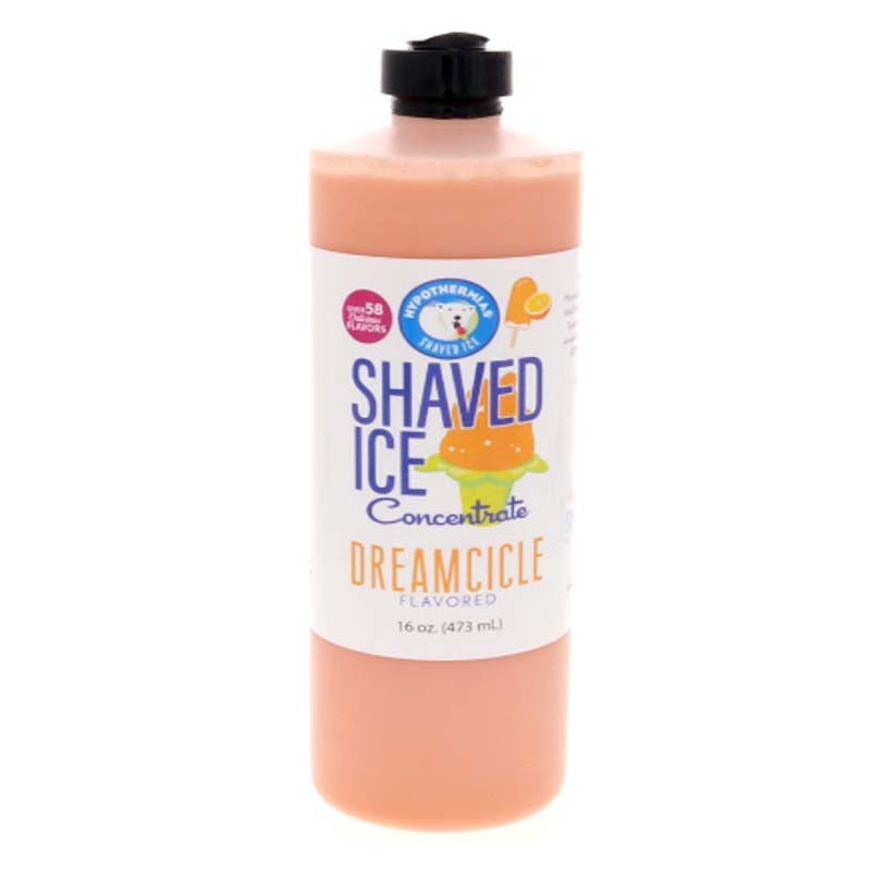 Hypothermias dreamcicle shaved ice or snow cone flavor syrup concentrate 16 Fl Oz.