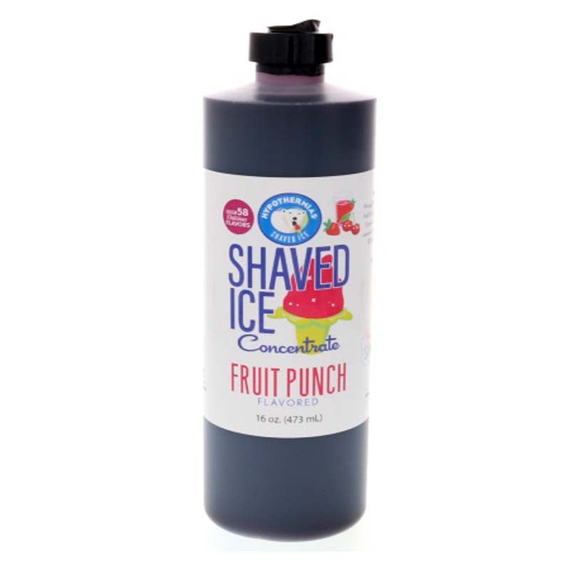 Hypothermias fruit punch shaved ice or snow cone flavor syrup concentrate 16 Fl Oz.