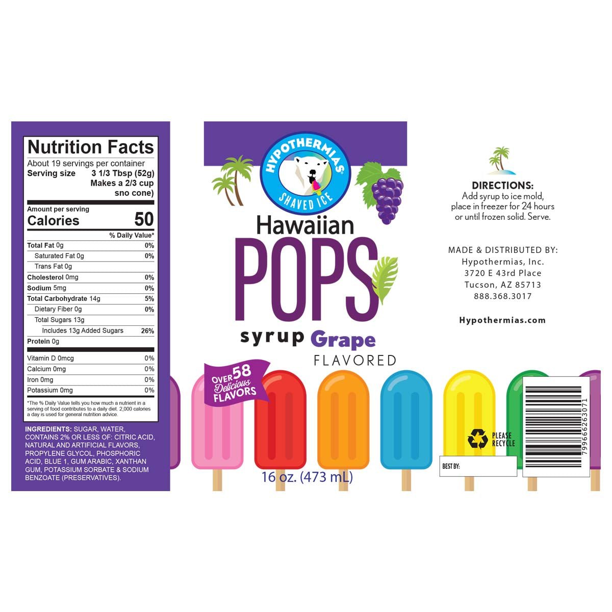 Grape Hawaiian Pop Ready to Use Syrup - Hypothermias.com