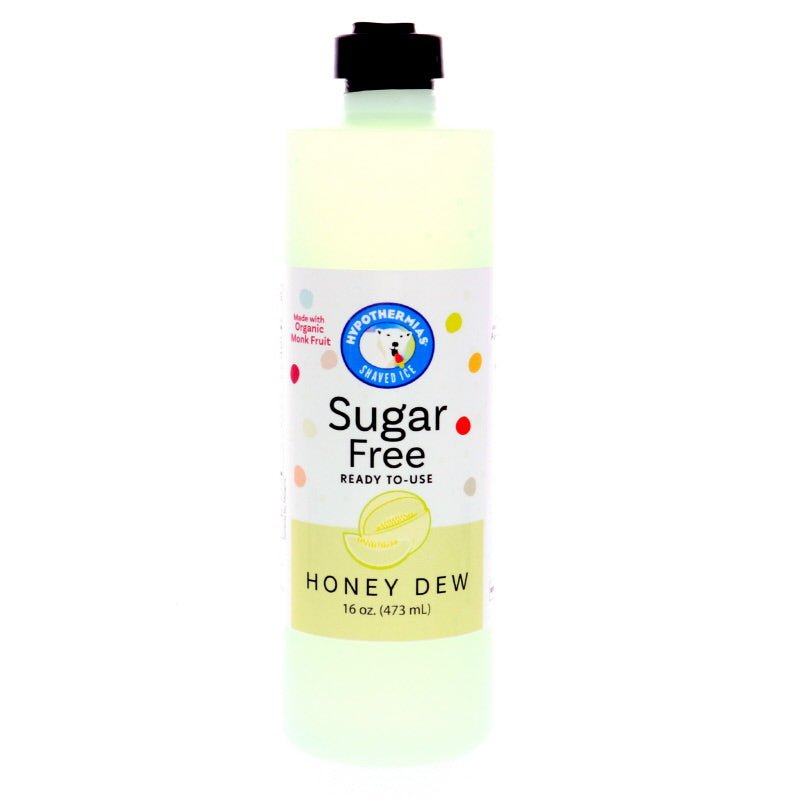 Hypothermias honey dew monk fruit sweetened keto friendly sugar free snow cone or shaved ice syrup 16 Fl Oz.