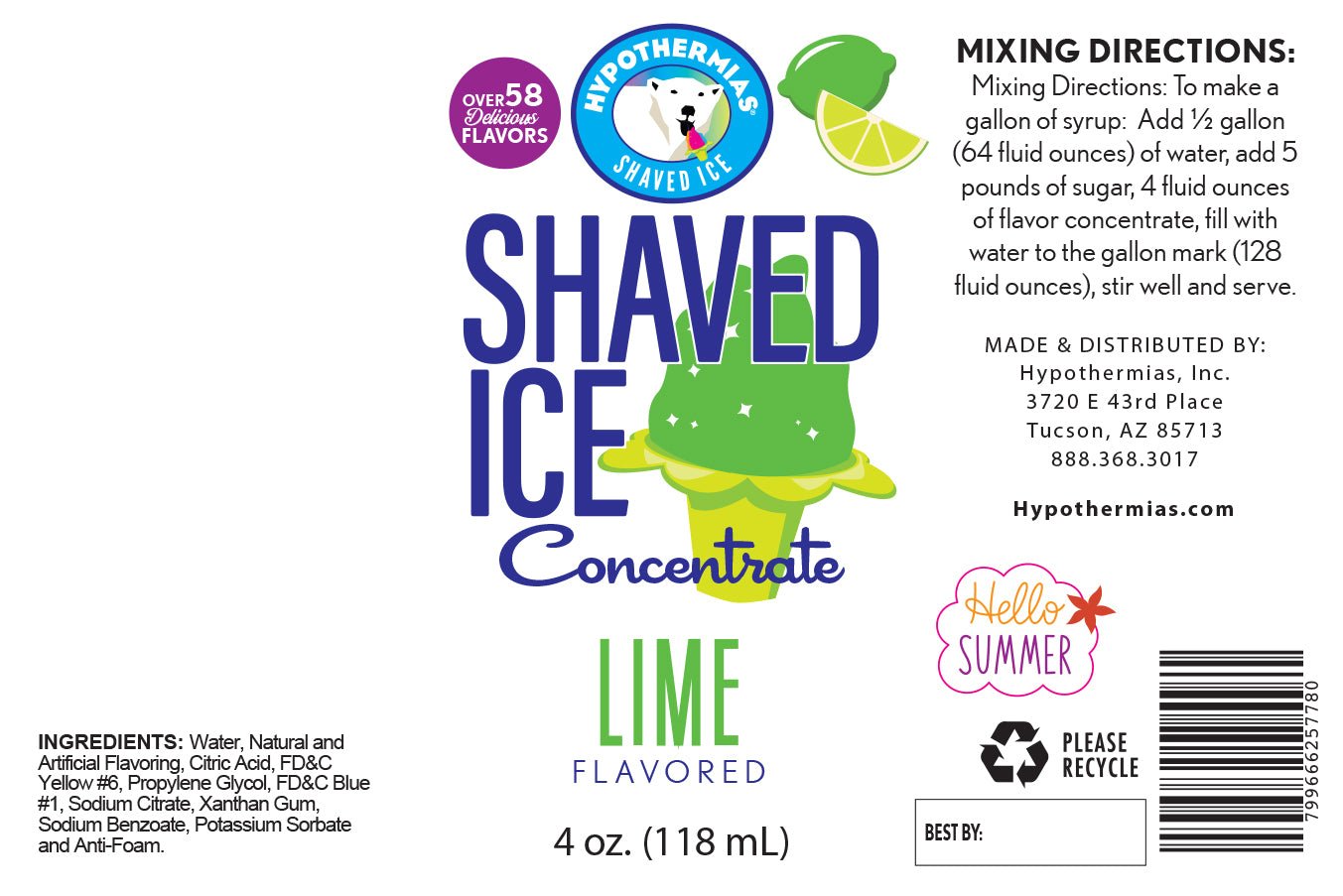 Lime Flavor Concentrate - Hypothermias.com