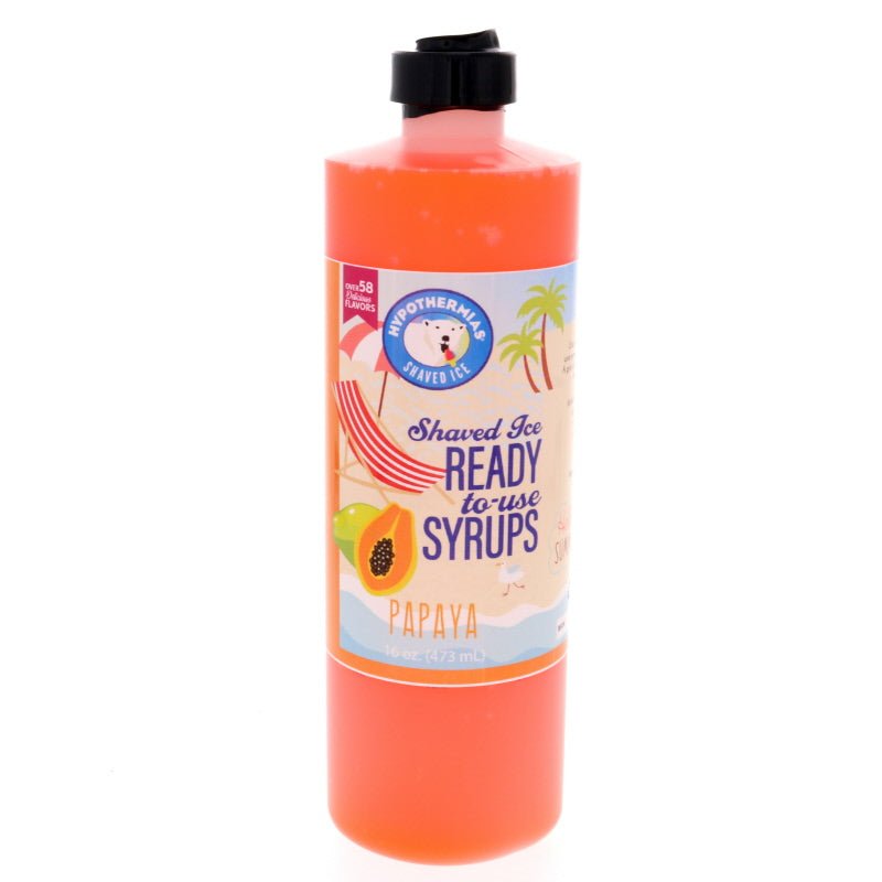 Hypothermias papaya pure cane sugar snow cone or shaved ice syrup 16 Fl Oz.