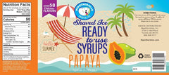 Hypothermias papaya pure cane sugar snow cone or shaved ice syrup nutritional label.