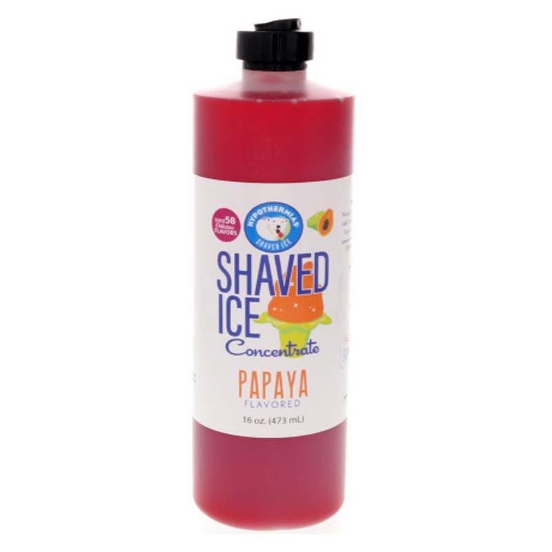 Hypothermias papaya shaved or snow cone flavor syrup concentrate 16 Fl Oz.