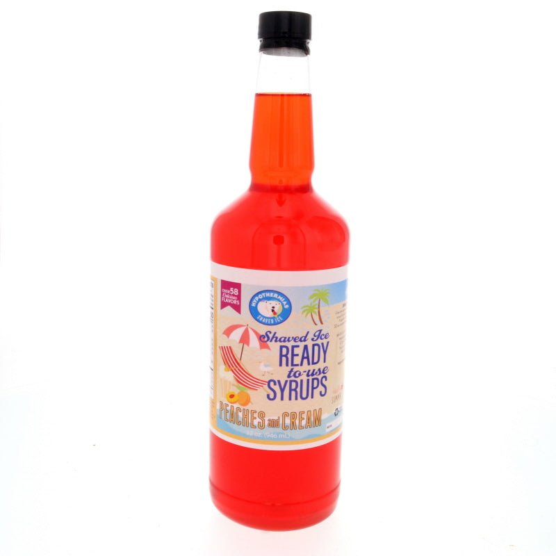 Hypothermias peaches and cream pure cane sugar snow cone or shaved ice syrup 32 Fl Oz.
