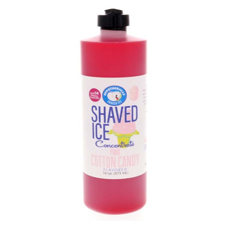 Hypothermias pink cotton candy shaved ice or snow cone flavor syrup concentrate 16 Fl Oz.