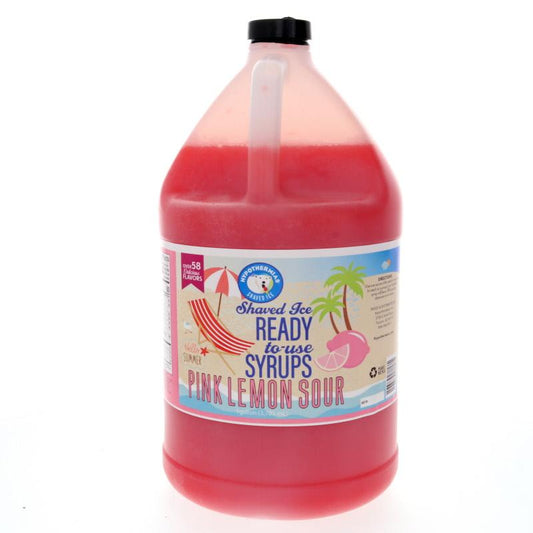 Hypothermias pink lemon sour pure cane sugar snow cone or shaved ice syrup 128 Fl Oz.