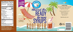 Hypothermias root beer pure cane sugar snow cone or shaved ice syrup nutritional label.