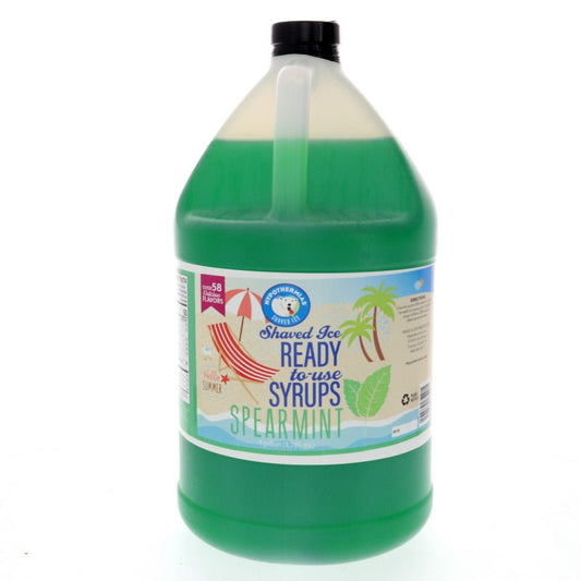 Hypothermias spearmint pure cane sugar snow cone or shaved ice syrup 128 Fl Oz.