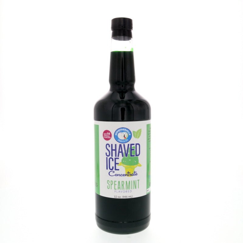 Hypothermias spearmint shaved ice or snow cone flavor syrup concentrate 32 Fl Oz.