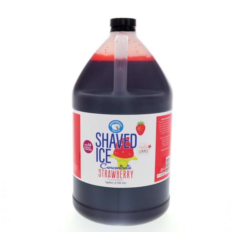 Hypothermias strawberry shaved ice or snow cone flavor syrup concentrate 128 Fl Oz.