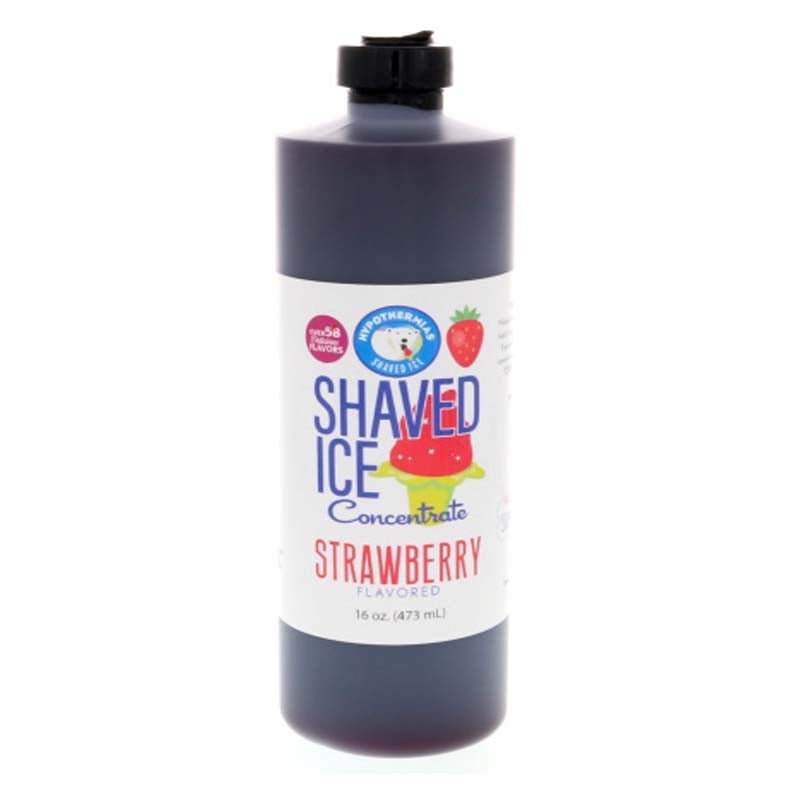 Hypothermias strawberry shaved ice or snow cone flavor syrup concentrate 32 Fl Oz.
