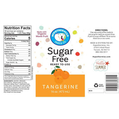 Hypothermias tangerine monk fruit sweetened snow cone or shaved ice syrup nutritional label.