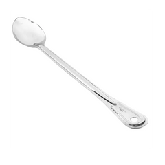 Stainless steel mixing spoon 18 inches on white background