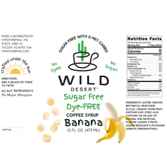 Wild Desert SUGAR FREE | Dye-FREE Coffee Syrup | Banana - 12 Fl Oz
