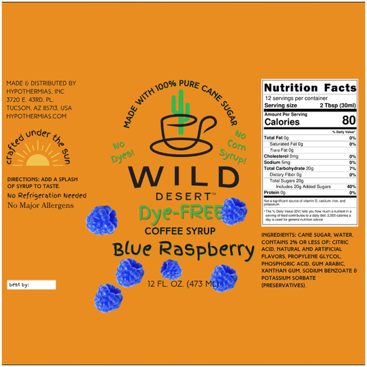 Wild Desert Dye-FREE Coffee Syrup | Blue Raspberry (12 fl. oz)