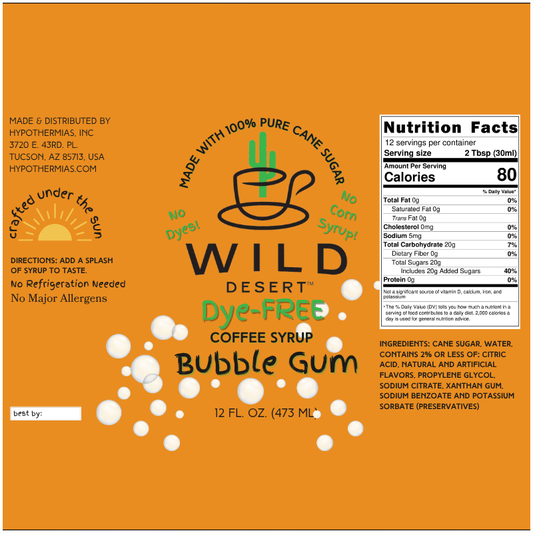 Wild Desert Dye-FREE Coffee Syrup | Bubble Gum (12 fl. oz)