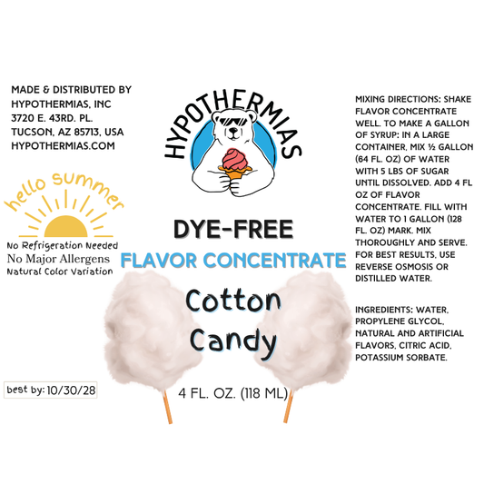Cotton Candy – Dye-FREE Flavor Concentrate – For Snow Cone & Shaved Ice Syrup