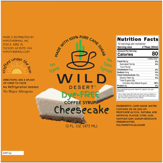 Wild Desert Dye-FREE Coffee Syrup | Cheesecake (12 fl. oz)