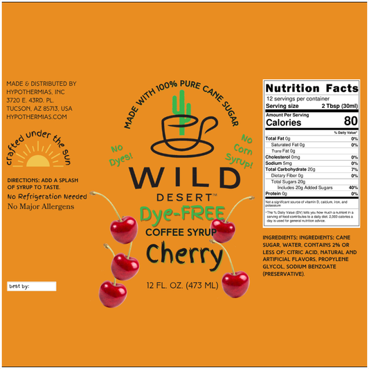 Wild Desert Dye-FREE Coffee Syrup | Cherry (12 fl. oz)