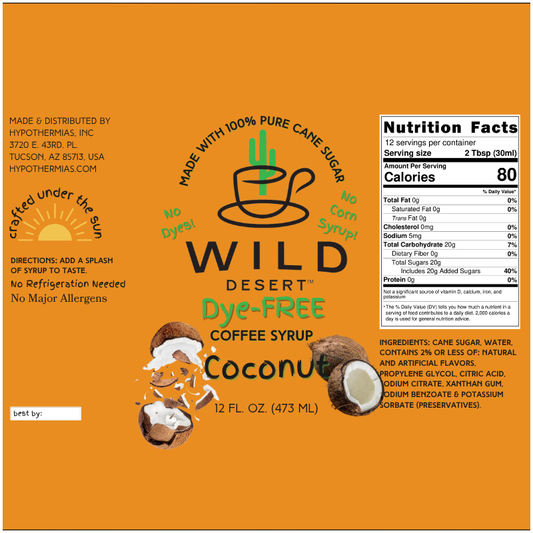 Wild Desert Dye-FREE Coffee Syrup | Coconut (12 fl. oz)