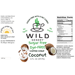 Wild Desert SUGAR FREE | Dye-FREE Coffee Syrup  | Coconut - 12 Fl Oz