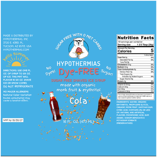 Cola – Dye-FREE Sugar-Free Ready-to-Use Snow Cone & Shaved Ice Syrup – 16 Fl oz