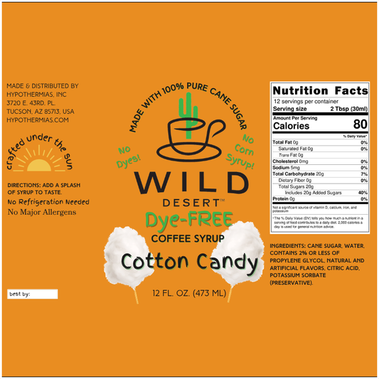 Wild Desert Dye-FREE Coffee Syrup | Cotton Candy (12 fl. oz)