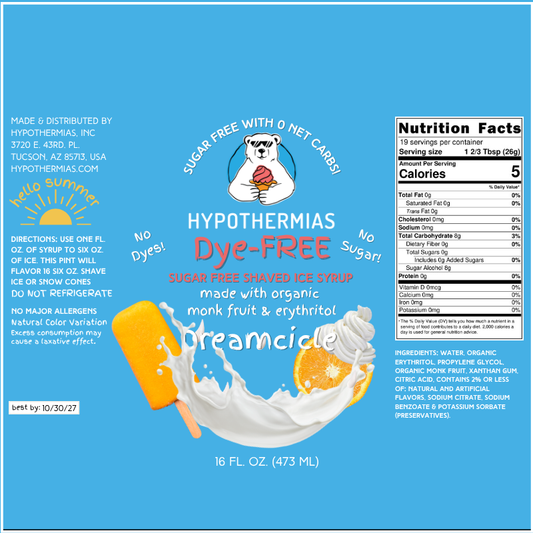 Dreamcicle – Dye-FREE Sugar-Free Ready-to-Use Snow Cone & Shaved Ice Syrup – 16 Fl oz