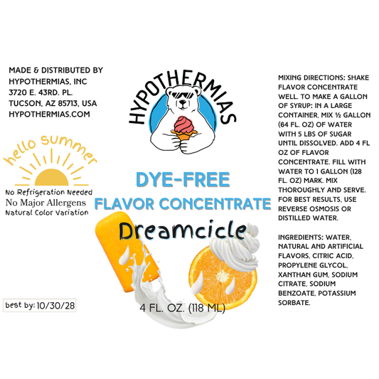 Dreamcicle – Dye-FREE Flavor Concentrate – For Snow Cone & Shaved Ice Syrup