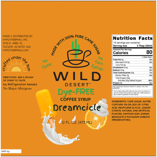 Wild Desert Dye-FREE Coffee Syrup | Dreamcicle (12 fl. oz)