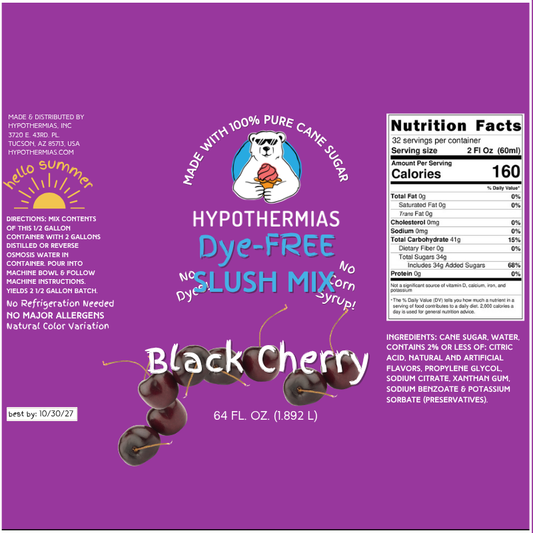 Black Cherry - Dye-FREE Slush Syrup Concentrate – Half Gallon (64 Fl oz)