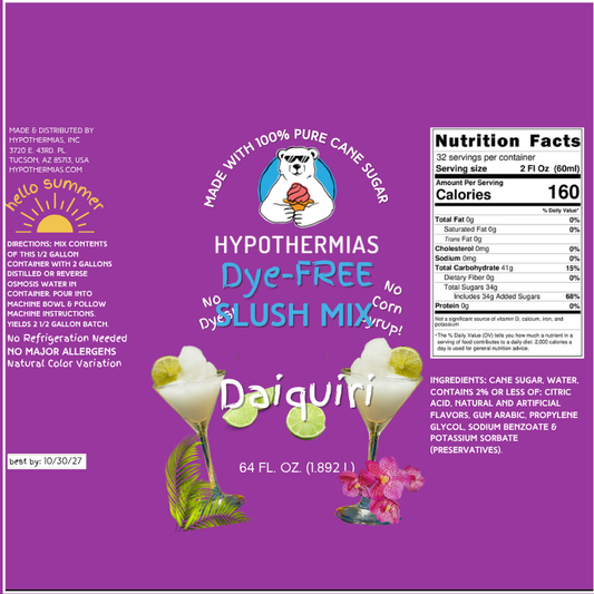 Daiquiri - Dye-FREE Slush Syrup Concentrate – Half Gallon (64 Fl oz)