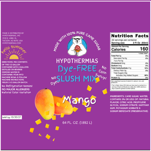 Mango - Dye-FREE Slush Syrup Concentrate – Half Gallon (64 Fl oz)