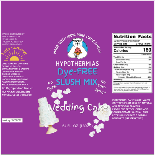 Wedding Cake - Dye-FREE Slush Syrup Concentrate – Half Gallon (64 Fl oz)