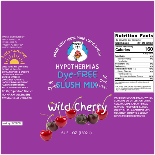 Wild Cherry - Dye-FREE Slush Syrup Concentrate – Half Gallon (64 Fl oz)