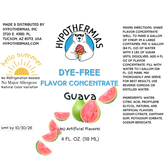 Guava – Dye-FREE Flavor Concentrate – For Snow Cone & Shaved Ice Syrup