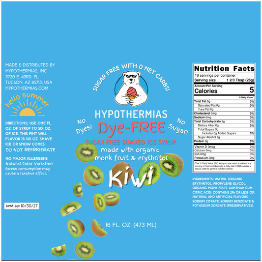 Kiwi – Dye-FREE Sugar-Free Ready-to-Use Snow Cone & Shaved Ice Syrup – 16 Fl oz
