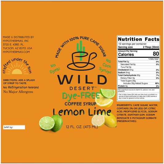Wild Desert Dye-FREE Coffee Syrup | Lemon Lime (12 fl. oz)