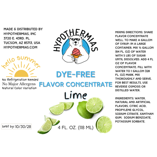 Lime – Dye-FREE Flavor Concentrate – For Snow Cone & Shaved Ice Syrup