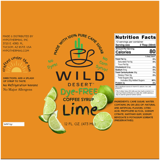 Wild Desert Dye-FREE Coffee Syrup | Lime (12 fl. oz)