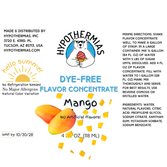 Mango – Dye-FREE Flavor Concentrate – For Snow Cone & Shaved Ice Syrup