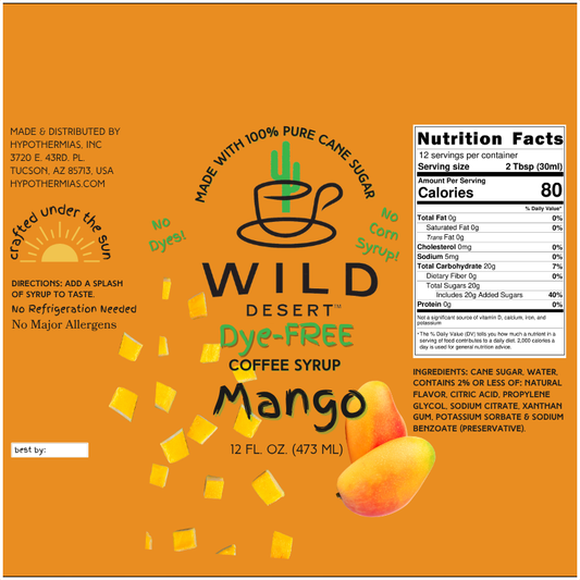 Wild Desert Dye-FREE Coffee Syrup | Mango (12 fl. oz)