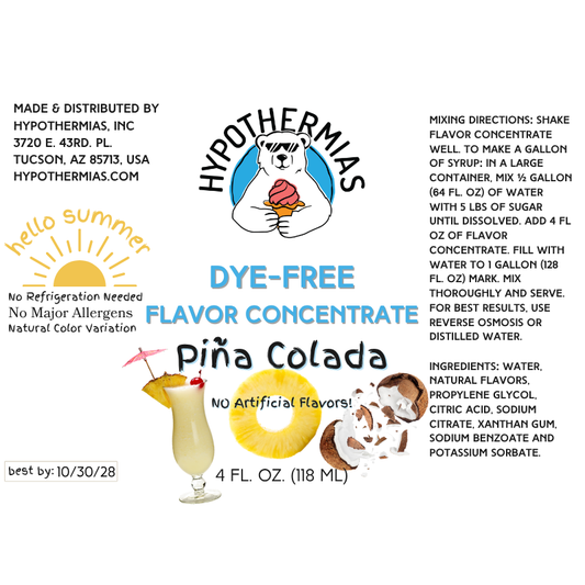Piña Colada – Dye-FREE Flavor Concentrate – For Snow Cone & Shaved Ice Syrup