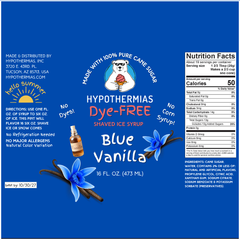 Blue Vanilla - Dye-FREE Ready-to-Use Snow Cone & Shaved Ice Syrup - 100% Pure Cane Sugar